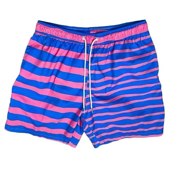 Boardies Swim Trunks Men’s Pink Blue Elastic-Drawstring Size L - Picture 1 of 10